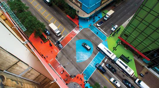 Public artwork splashes color over Chicago intersection