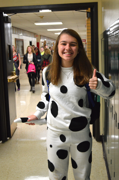 Senior Bailey Berberich poses in her animal outfit. 