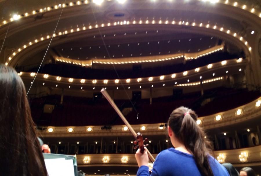 Senior Sophia Liebert rehearses as a part of the symphony orchestra, the main orchestra of CYSO.