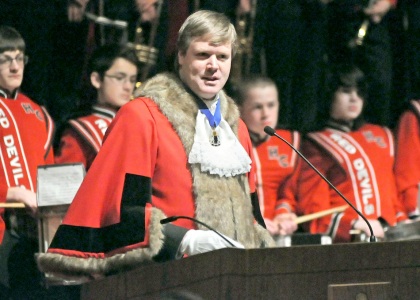 Former Lord Mayor of Westminster, Duncan Sandys, visited Central on Feb. 24 to cordially invite the marching band to perform in next years New Years Day Parade in London.