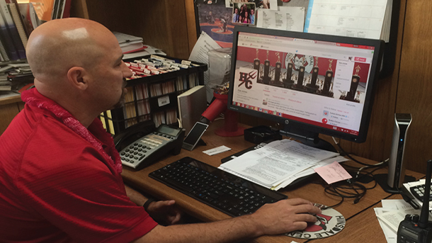 Athletic Director Dan Jones uses social media when managing sports teams. 