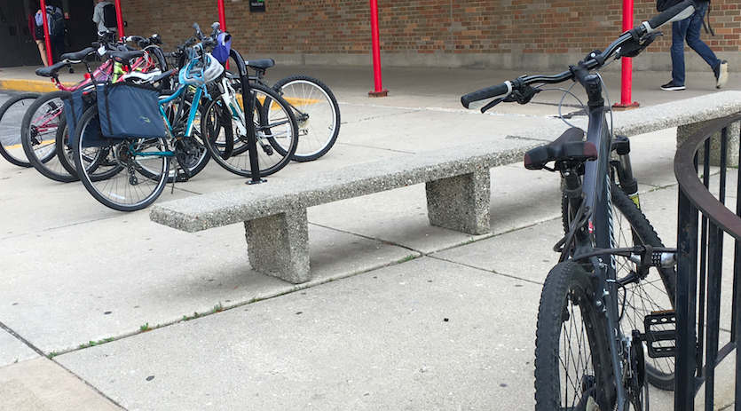 Now that the weather is more welcoming for cyclists, some students may have to worry about receiving a parking warning near the pool doors that currently only have one rack for bikes. 