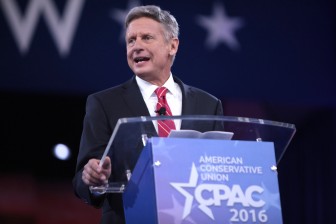 Gary Johnson speaking at the conservative political action convention. 