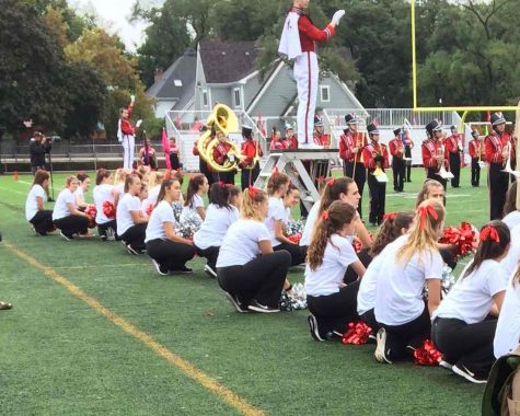 Pommers prepare to perform during the halftime show on Oct. 1. 