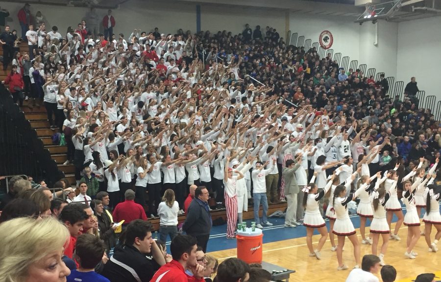 Fans+cheer+on+the+Red+Devils+at+last+year%E2%80%99s+game+against+Lyons+Township.