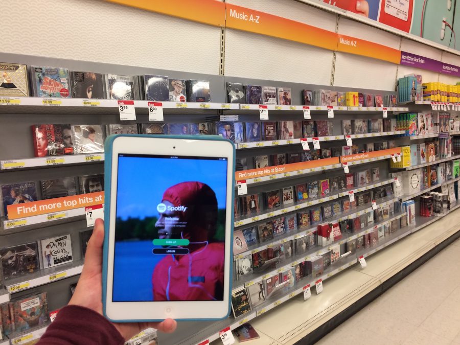 Even though December is arguably the busiest shopping month of the year, the CD section at Target completely lacks any customers. Many people attribute this to the rise of streaming services.