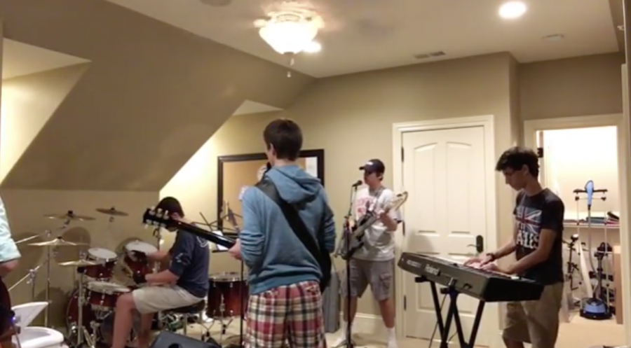 Blackjack, a band composed of four seniors and one junior, practice for a gig. 