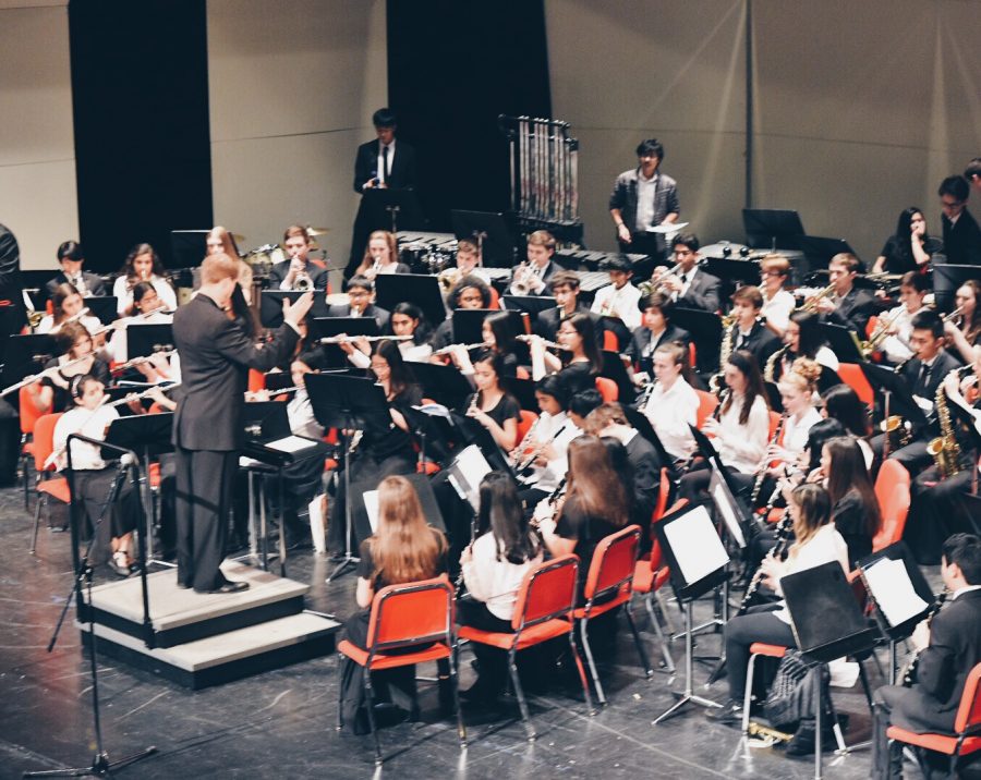 Band Director Mr. Matt  Goeke gets the band ready for the winter performance, which took place on Feb. 16. 