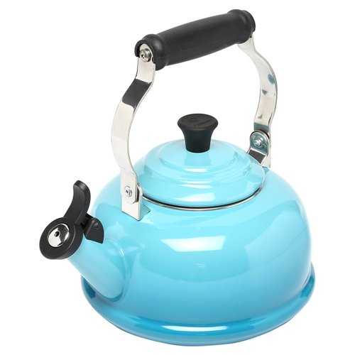 Pop up her kitchen with this bright-colored tea kettle that whistles when water is done boiling.