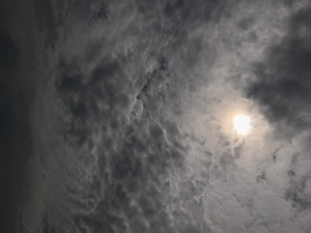 Clouds covered the sky above Dickinson Field during expected totality, blocking the view of the eclipse.