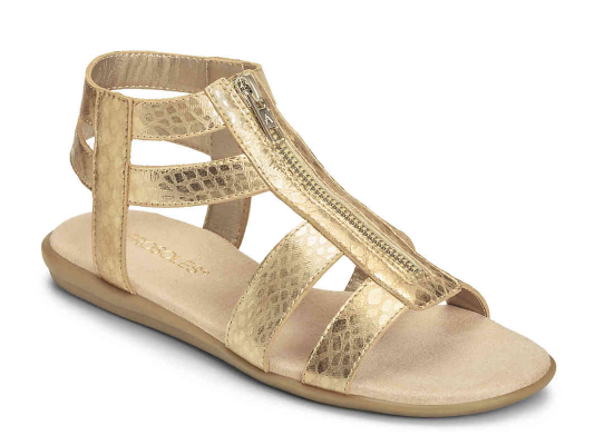 These gladiator sandals add the perfect touch with the gold color as well as the snake skin detailing. 
