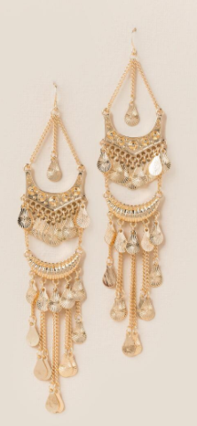 For a more inexpensive alternative, these gold drop down earrings still give the look a nice flare.