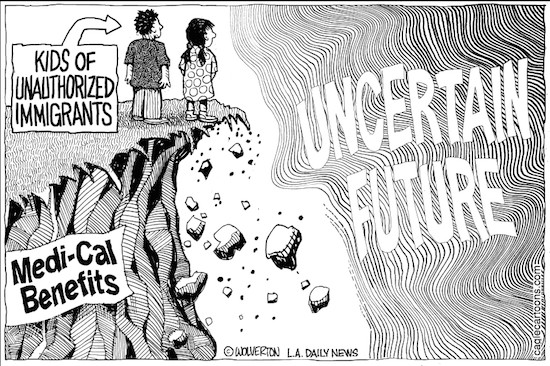 Political Cartoon outlining the uncertainty ahead for Dreamers.