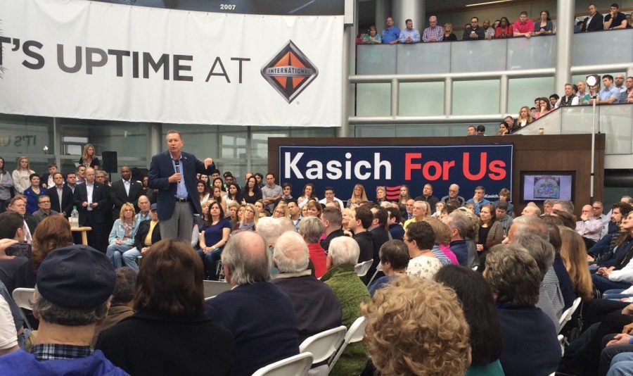 Mr. Wilbur frequently encourages his students to examine politics outside the classroom, such as attending political rallies. On Wednesday, March 9, 2016, Ohio Governor John Kasich spoke in Lisle, Ill. about his campaign for the presidency.