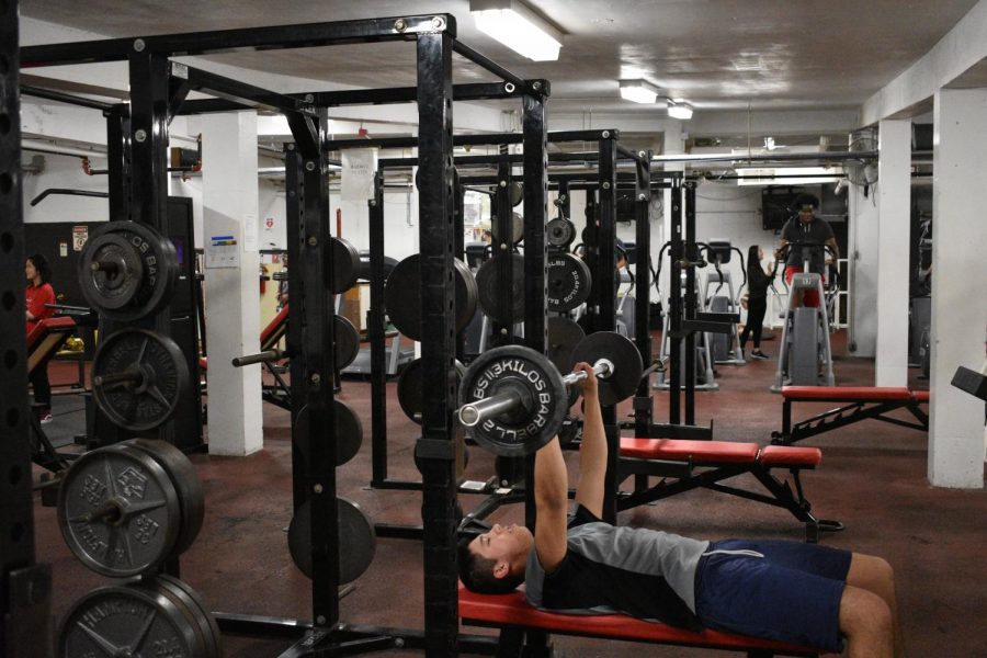 The fitness center in the basement and the Bouchard Center in the field house are open to students, so they can lift weights and work out during their off-season.