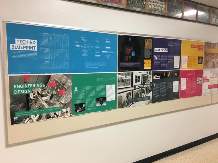Information for many unknown courses is displayed on posters throughout the halls. 