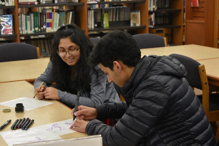 Safi Nadir, junior, taught kids how to write their names in traditional calligraphy. Along with this, students participated in other activities such as receiving henna tattoos, listening to a speaker, and wearing a hijab for a day. 