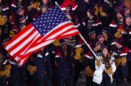 The 2018 U.S. Olympic Team at the opening ceremony in Pyeongchang, South Korea.