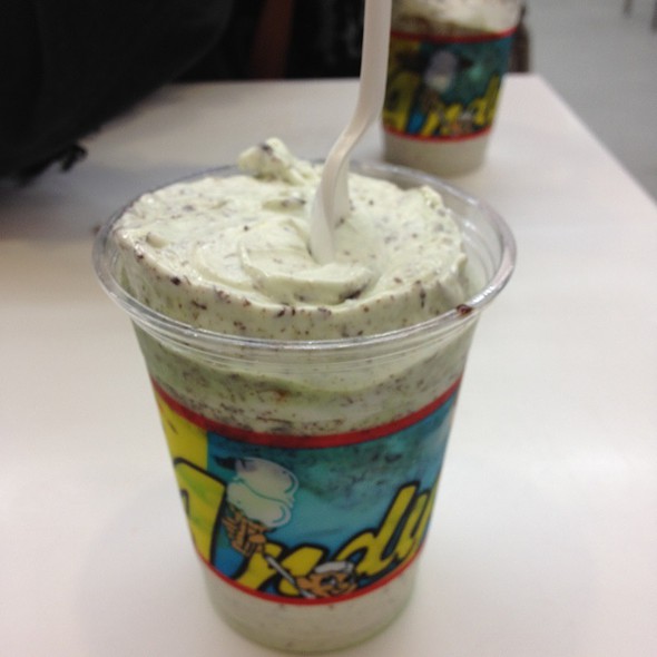 Andys Mint Chocolate Chip Concrete is a sweet and substantial treat.