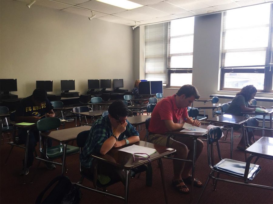 Students make up tests and quizzes in the testing center; an option for those who miss school. 