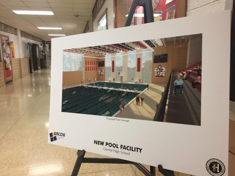 The future pool plan will be located at the end of the science hall and run along the outside of the school.