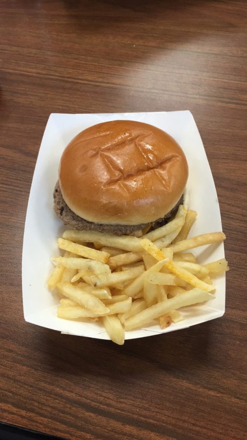 This bacon double cheeseburger and fries is $5, $1 less than wing toss.
