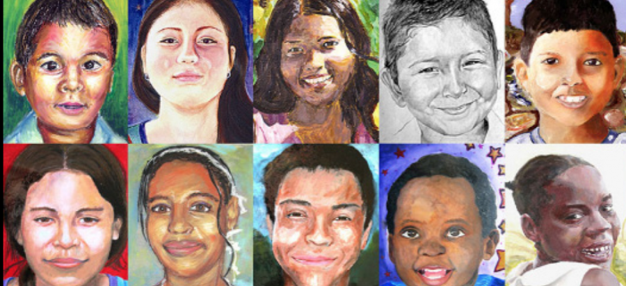 The portraits that students make for the Memory Project are based off of individual pictures. 