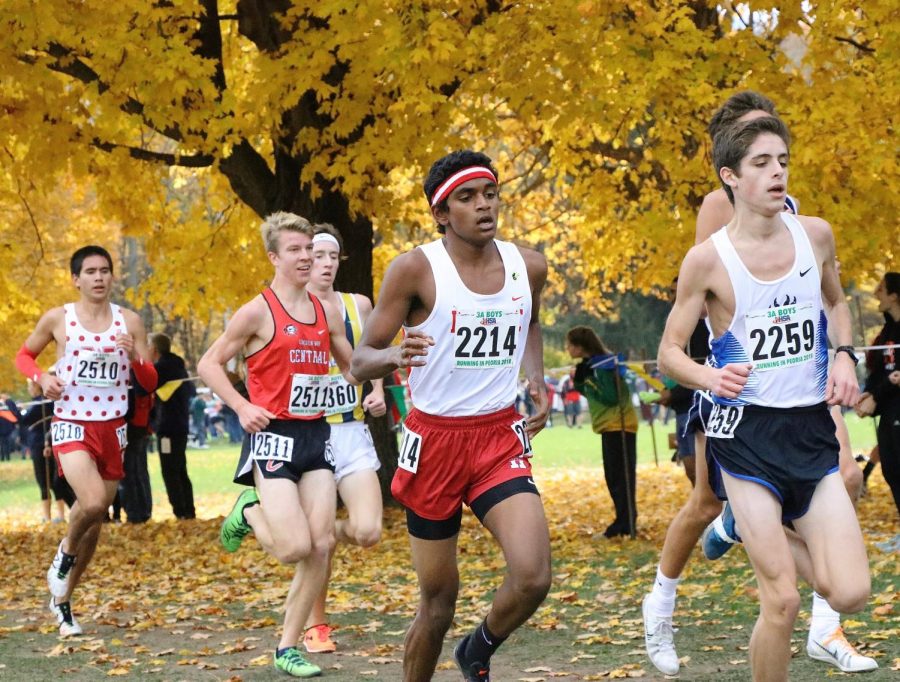Piyush Mekla, sophomore, finished in the top 50 at the IHSA state cross country meet at Detweiler Park with a personal record of 15:01.
