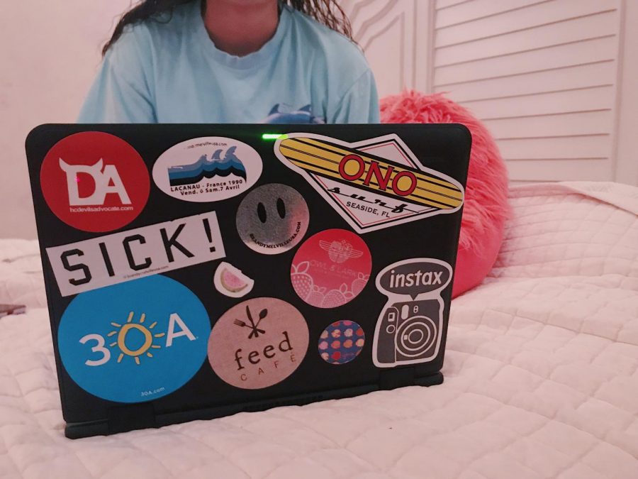 Many students and faculty showcase their likes and personalities through the use of stickers on computers. 