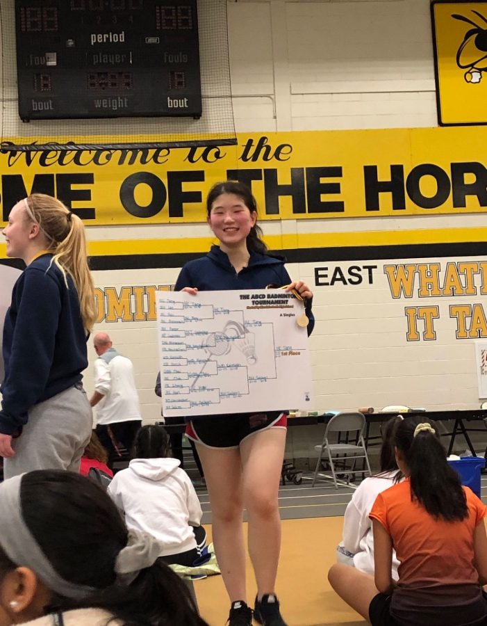 Cindy Tang, senior varsity player, placed first place for her singles bracket.