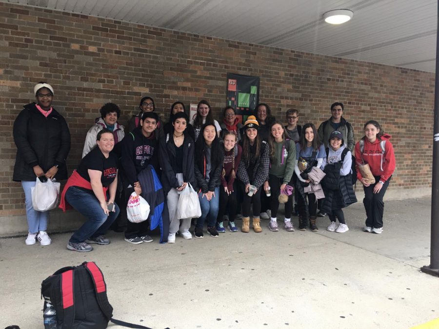 On Saturday,  May 4 Lets Help Out club members packed brown bags with necessities such as food, socks, and toothbrushes, and delivered them to the homeless of Chicago.