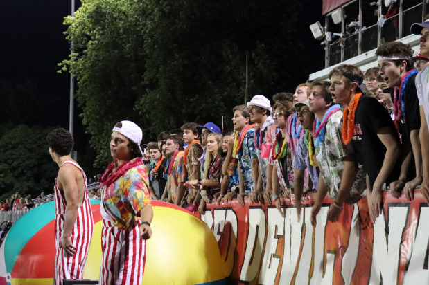 The senior beach-theme colored the student section as they tossed huge beach balls. 