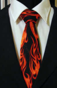 This fire printed tie is a unique way to incorporate the homecoming theme get fired up into your outfit in a fun way.