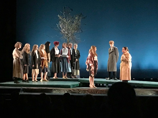 The freshmen cast performed The Women of Lockerbie, which told the story of the aftermath of a plane crash in Scotland.