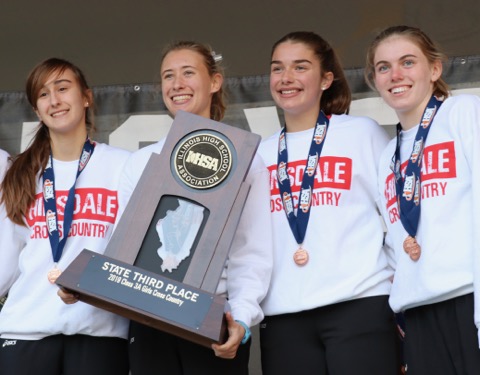 The girls cross country team won third place at the IHSA 3A state meet on Saturday Nov. 9 at Detweiller Park in Peoria, Ill.