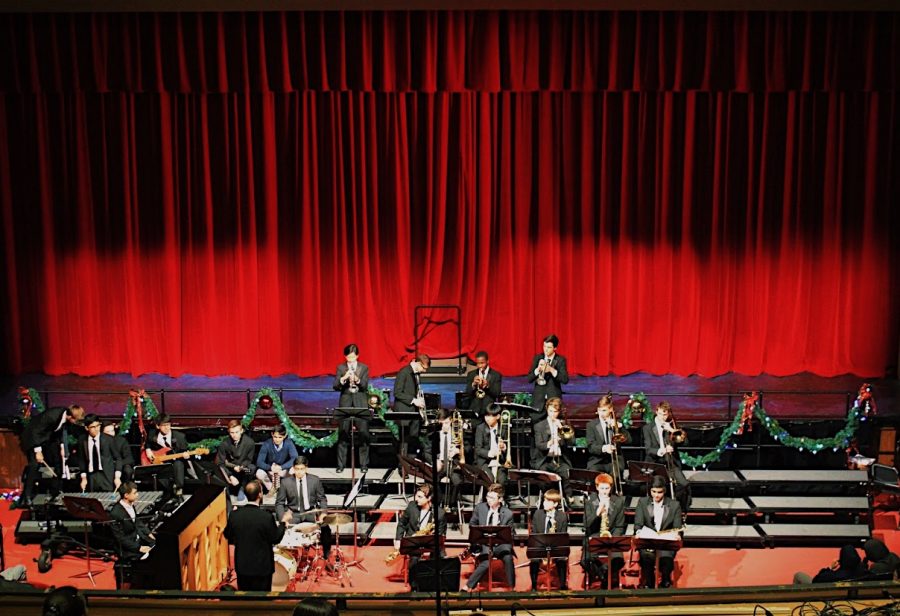 On Tuesday, Dec. 10, the annual Winter Concert took place in the auditorium during the school day. The jazz band kicked off the assembly, playing Nutcracker Swing.