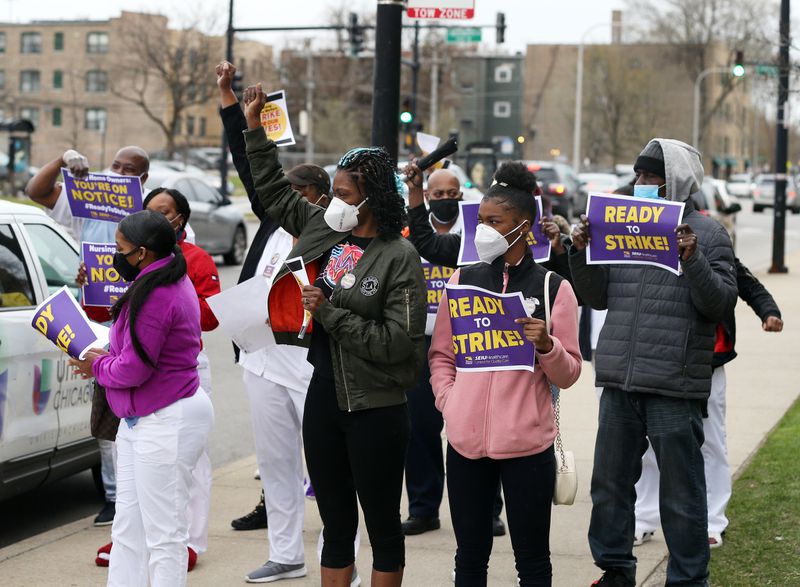Nursing home workers prepare to strike in the Chicago-area to fight for personal protection during the coronavirus outbreak.