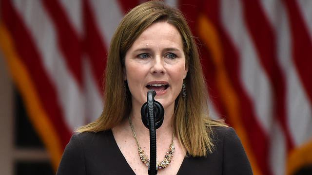 Amy Coney Barrett speaks after her official nomination by President Trump on Sept 26 at the White House to accept this nomination and move onto judicial hearings with the Senate. 
