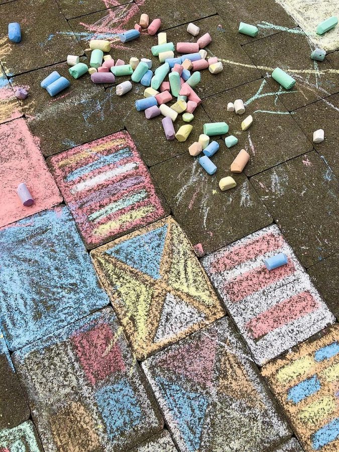 The National Art Honor Society recently held a chalk event outside to get members together safely. 
