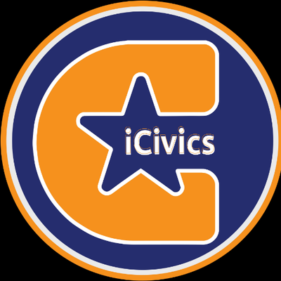 The logo of Icivics which is a nonprofit organization that  provides educational online games and lesson plans to promote civics education and encourage students to become active citizens. 