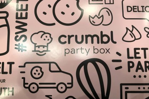 Crumbls party box which comes with a dozen of their large cookies. 