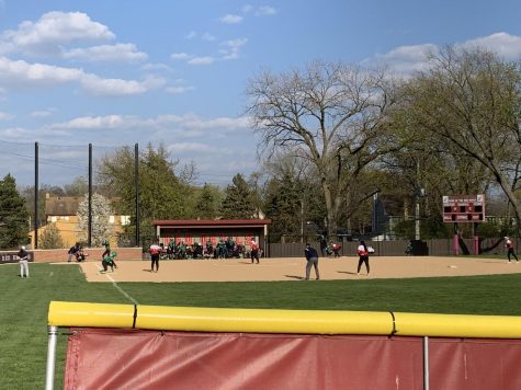 In the second inning of the varsity softball game, Hinsdale Central was down 3-4 to Glenbard West.