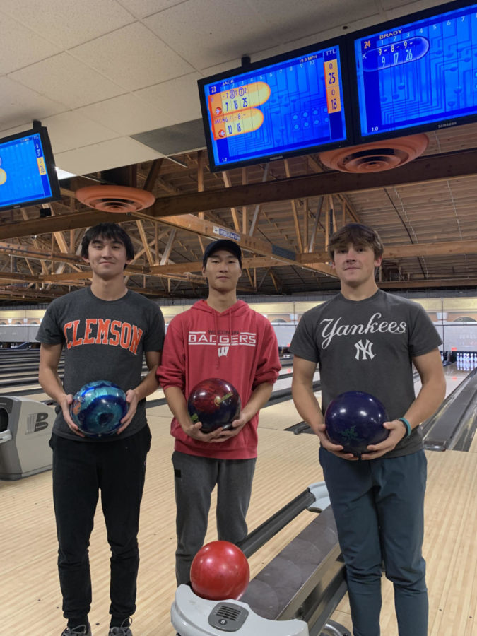 Jack Ruth, Keven Margad, and Brady Pollard all joined the bowling team this year and have loved it so far.