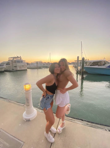 Spring break is almost here and students are starting to make their packing lists. Seniors Aubrie Benjamin and Angela Tian pose while vacationing on Marco Island. 
