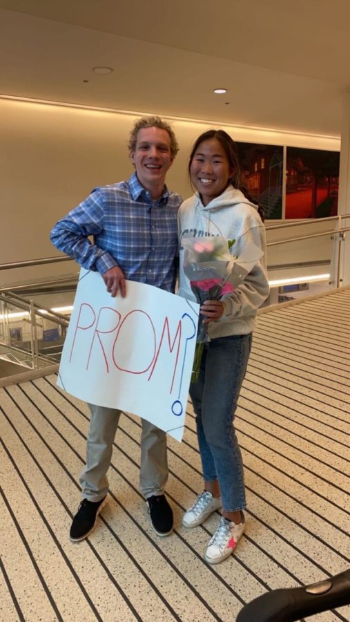 Holden Satre “promposed” to Sophia Kim at Midway Airport after she returned from a college visit. 

“The more difficult part about it was finding her in the airport,” Satre said. 
