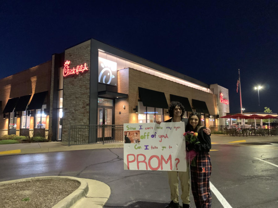 Sulaiman Qazi “promposed” to Simrah Qasim with a “10 Things I Hate About You” themed poster. 

“I went to the Chick-fil-a drive through and stood at the end with my sign and flowers to surprise her,” Qazi said. 