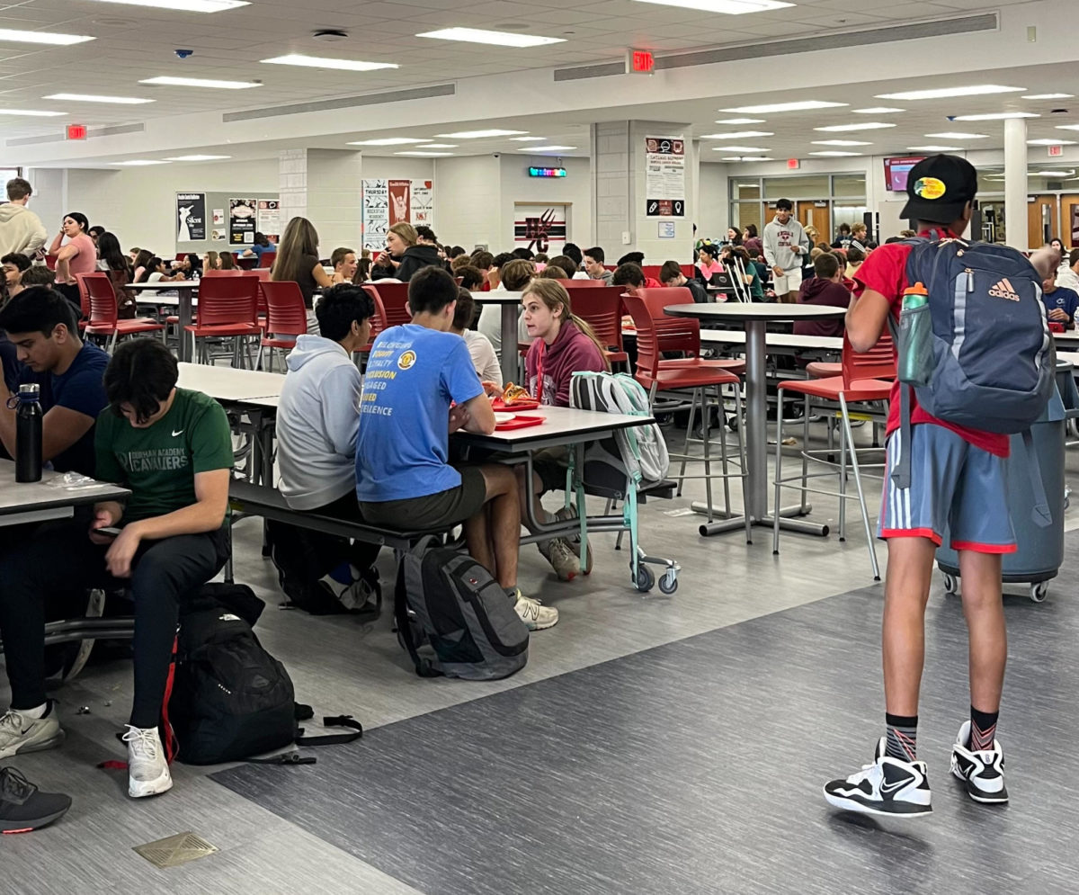 Students eat lunch during the last lunch period of the day, starting at 1:30 p.m.