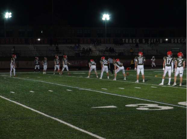 This game was the “Salute to Service” game for the season. For one entire game each football season, the Hinsdale Central football team wears a camouflage patterned uniform to commemorate all veterans who went to Hinsdale Central High School. Before the game begins, they have a ceremony to pay respect to all veterans that attended the school.
