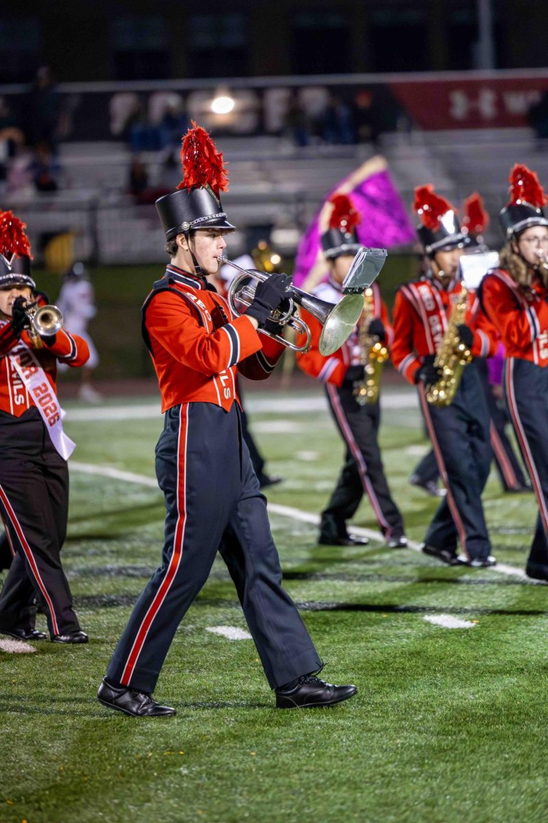 John Gallagher performs in the Hinsdale Central marching band.