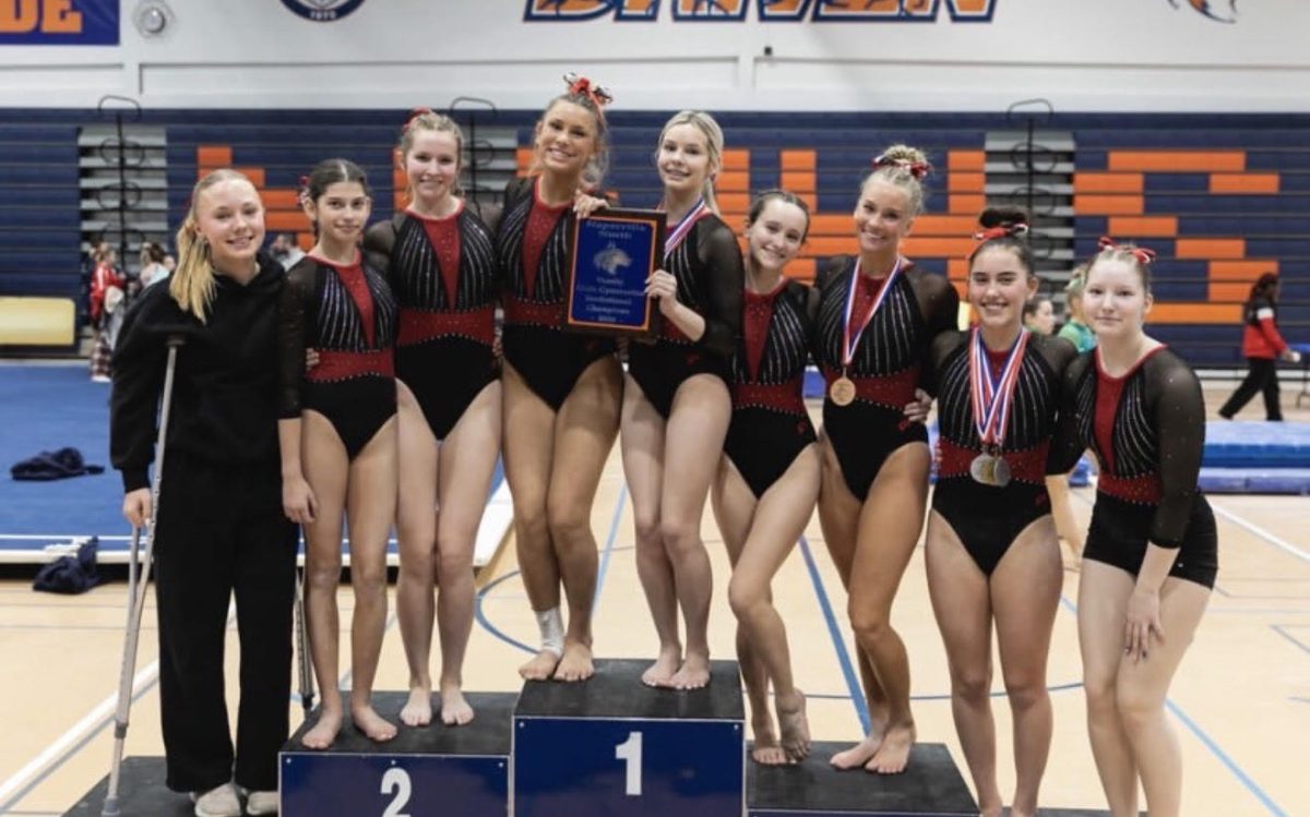 The Hinsdale Central Girls Varsity Gymnastics team. First place at Naperville! 